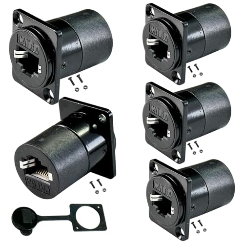 PENGLIN 5 Stück RJ45 CAT6A Geschirmte Panel Mount Adapter,RJ45 CAT6A 8P8C Buchse auf Buchse Einbaubuchse,CAT6A/CAT6/CAT5E/CAT5 Ethernet Durchgangsbuchse Netzwerkdose PENGLIN 5 Stück RJ45 CAT6A Geschirmte Panel Mount Adapter,RJ45 CAT6A 8P8C Buchse auf Buchse Einbaubuchse,CAT6A/CAT6/CAT5E/CAT5 Ethernet Durchgangsbuchse Netzwerkdose von PENGLIN