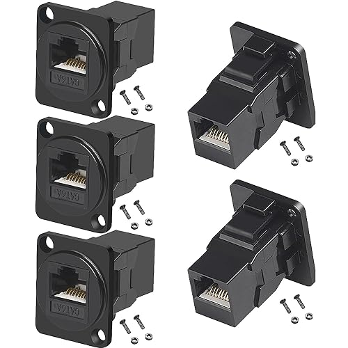 PENGLIN 5 Stück RJ45 D-Typ CAT6A Adapter für Schalttafelmontage, Cat6A RJ45 8P8C Buchse zu Buchse Panel Mount Ethernet Stecker, RJ45-Montage Netzwerkbuchse von PENGLIN