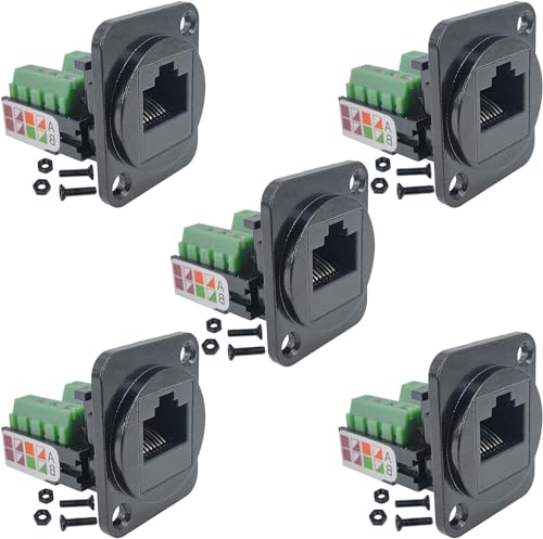 PENGLIN 5PCS RJ45-Buchse für Schalttafelmontage Schraubklemmenadapter, D-Typ RJ45 8P8C Buchse zu 8 Pins Terminal für Cat5e LAN Netzwerk Bulkhead Koppler PENGLIN 5PCS RJ45-Buchse für Schalttafelmontage Schraubklemmenadapter, D-Typ RJ45 8P8C Buchse zu 8 Pins Terminal für Cat5e LAN Netzwerk Bulkhead Koppler von PENGLIN