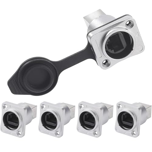 PENGLIN 5PCS Wasserdichter RJ45 Ethernet LAN Einbaubuchse Adapter, Geschirmte RJ45 Ethernet Panel Mount Buchse,RJ45 Cat5/5e/6 8P8C Netzwerkdose von PENGLIN