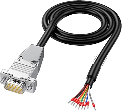 PENGLIN 2 Meters DB9 Männlich RS232 9 Pins Serielles Verlängerungskabel, Metallgehäuse 9-Pin vergoldeter Stecker mit blankem Kabelende 26AWG(0.1281mm²) von PENGLIN