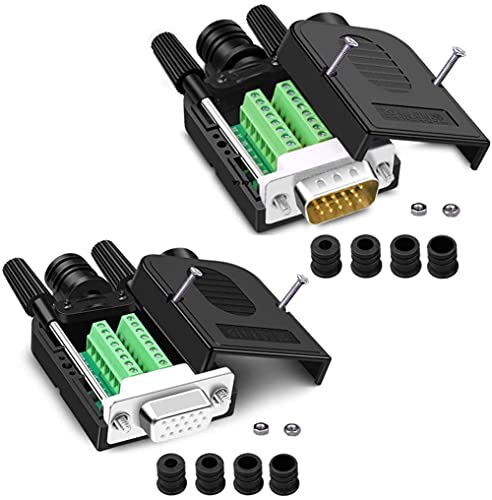 PENGLIN Lötfreier VGA Schnellanschluss 16 mm dünner 3 + 9 DB15 3Row Serial Plug an 15-polige Anschlussklemme Adapter Breakout Board Kompatibel mit VGA 3 + 7/3 + 6/3 + 6/3 + 4/3 + 2 (Stecker+Buchse) von PENGLIN