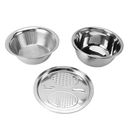 3 in 1 Edelstahl -Colander -Sieb Set effizientes Reis -Waschmittel -Reisentleer -Becken für die Küche Essential von PENGQIANJU