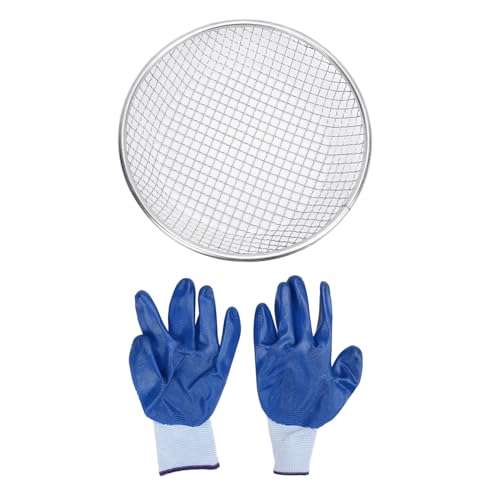 Edelstahl-Garten-Sand-Boden-Kompost-Sieb Robust-Heavy-Duty-Gartens ieb mit Handschuhen (10 mm / 0,39 Zoll Loch) von PENGQIANJU