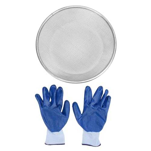Edelstahl-Garten-Sand-Boden-Kompost-Sieb Robust-Heavy-Duty-Gartens ieb mit Handschuhen (2 mm / 0,08 Zoll Loch) von PENGQIANJU