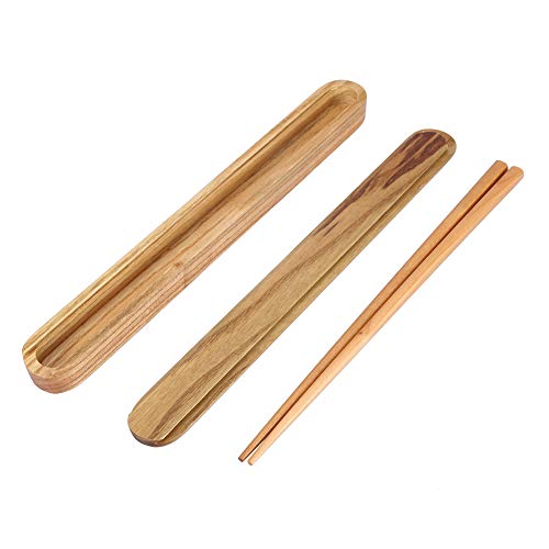 Hölzernen Küstenstäbchen tragbare Holzfarbe Chopstäbchen Kastengeschirr Geschirr für Camping Picknick Deep Light Chocolate (Pengqianju4iizjlh-02) von PENGQIANJU