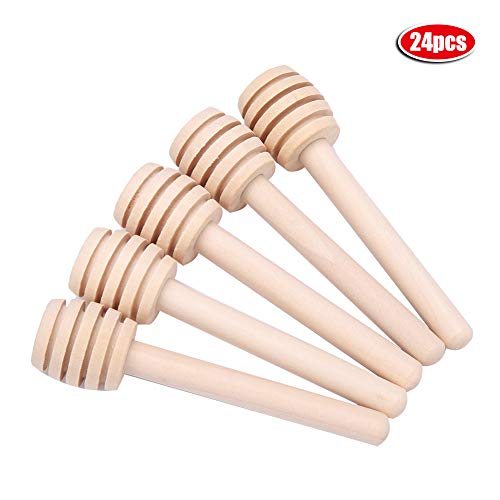 Holzhonig -Tropf -Stick -Server für Küchengeräte 24PCS Marmelade Sirup Drizzler Rührstange (8cm) von PENGQIANJU