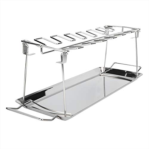 PENGQIANJU Edelstahl Klapper BBQ Hähnchenbein Grill Rack Roaster Tropf Pfanne Grillzubehör für die Heimküche von PENGQIANJU