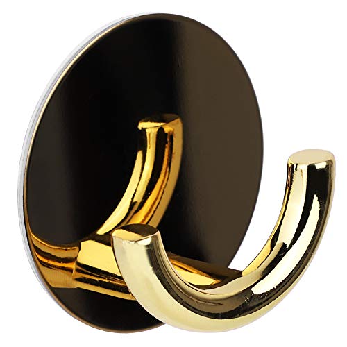 PENGQIANJU Edelstahl Zinklegierung Kleber Kleiderbügel stabil einfach Installieren Sie maxe Ladung 3,5 4 kg Wandtür Organizer Küche Badezimmer (Gold) von PENGQIANJU