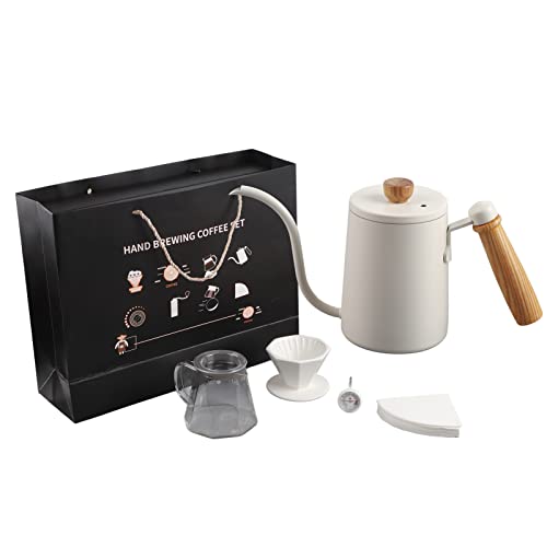 PENGQIANJU Für mehr Kaffee maschine Set Tropf Kaffee breker für Kaffee blätter (Beige handgepasster Topf) von PENGQIANJU