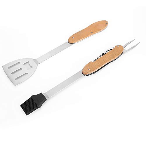 PENGQIANJU Multifunktional Abnehmbarer Falten BBQ -Werkzeug -Set Outdoor BBQ Buchenholz Holz Anti -Skalding -Griff von PENGQIANJU