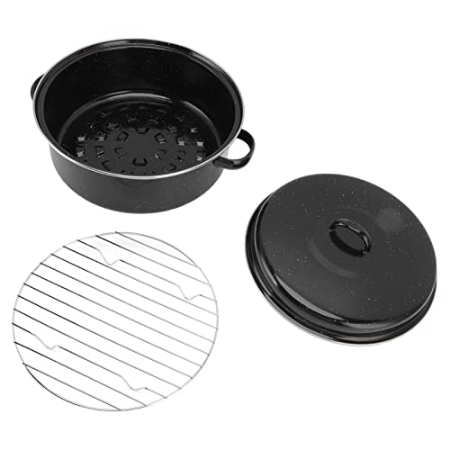 Schwarzer Nicht -Stick -Bratpfanne Haushalt BBQ Rösttopf mit Deckel für Süßkartoffeln Kastanien (Eisenabdeckung 28 cm) von PENGQIANJU