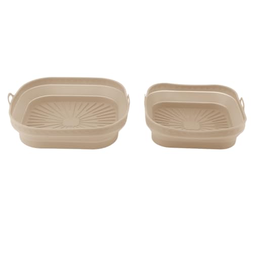 Silikon-Fritteusen-Einlage, faltbarer Topf mit hoher Temperatur, geeignet zum Backen, Fitness-Kochen (Beige) von PENGQIANJU
