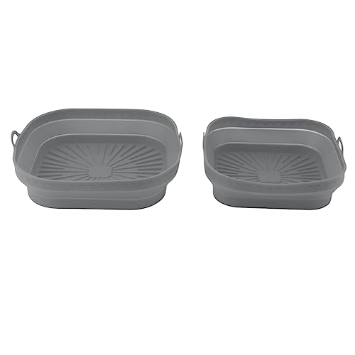 Silikon-Fritteusen-Einlage, faltbarer Topf mit hoher Temperatur, geeignet zum Backen, Fitness-Kochen (Grau) von PENGQIANJU