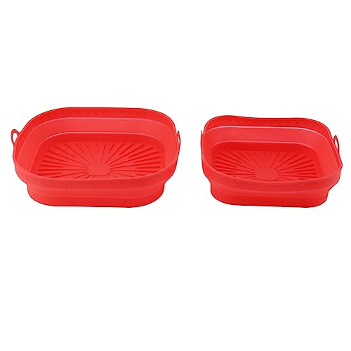 Silikon-Fritteusen-Einlage, faltbarer Topf mit hoher Temperatur, geeignet zum Backen, Fitness-Kochen (Rot) von PENGQIANJU