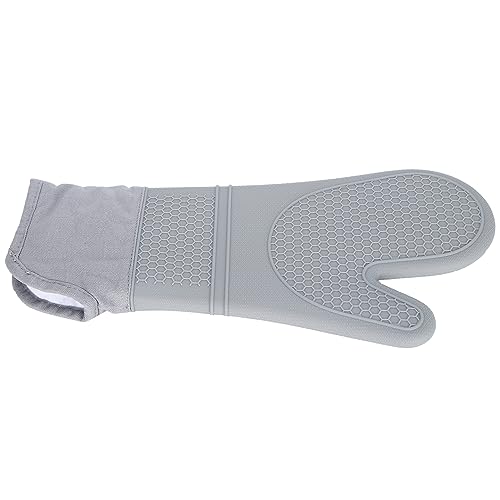 Silikonofenhandschuhe strukturierte Wärmehandschuhe für Küchenofenmikrowelle, Silikon -isolierte Grillhandschuhe (Grau-langes Wabenmuster) von PENGQIANJU