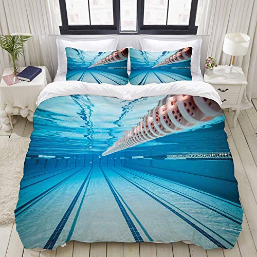 PENGTU Bedding Bettwäsche-Set,Hobby Schwimmbad Sport Ansicht Print,Mikrofaser Bettbezug und Kissenbezug - (135 x 200 cm) von PENGTU