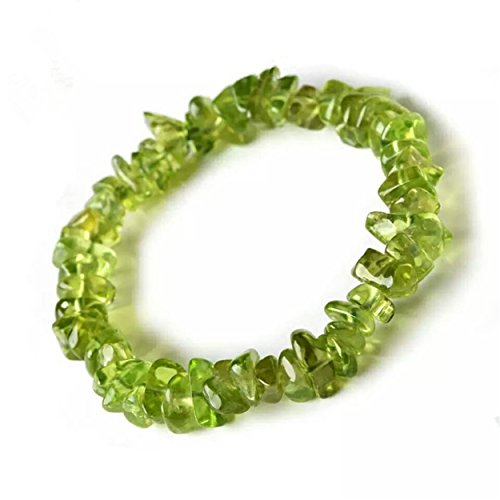 8mm Echter Grüner Natürlicher Peridot Olivin Edelstein Unregelmäßiger Kristall Perlenarmband/550 von PENGYONBR