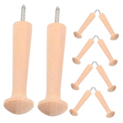 PENIKOKO 10 Stück Schraubhaken aus Massivem Naturholz Unbehandelte Garderobenhaken für Flur Schlafzimmer Vielseitige Wandhaken zur Organisation von Mänteln Handtüchern Hüten und Taschen von PENIKOKO