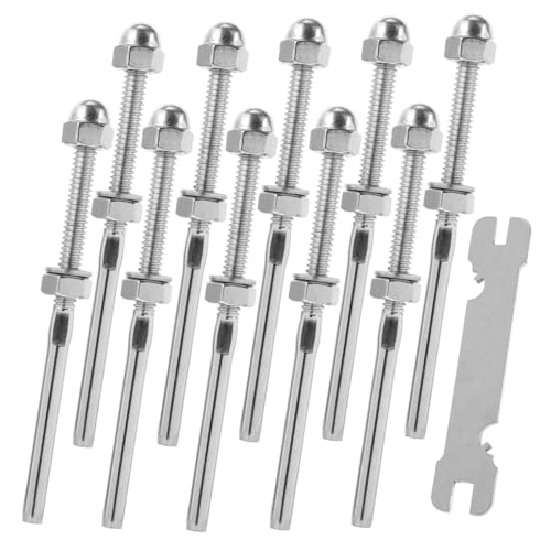 PENIKOKO 10 Stück Teiliges Edelstahl Swage Tensioner für Kabelgeländer Deck Railing Stabile Befestigung Geeignet für Innen und Außenbereich Kompatibel mit Holz und Aluminiumpfosten von PENIKOKO