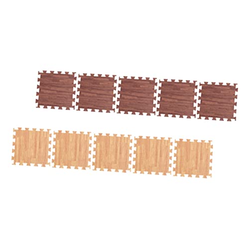 PENIKOKO 10 Stück Teiliges Eva Puzzle Matte Holzoptik rutschfeste Dicke Schaumstoff Bodenfliesen Ineinandergreifende Krabbelmatte für Wohnzimmer und Schlafzimmer Pflegeleicht Stoßdämpfend von PENIKOKO
