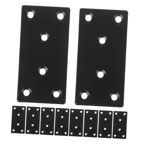 PENIKOKO 10 Stück Teiliges Schwarze Flache Metallwinkel Schwere Ausführung Verstärkungsplatten Stabile Holzverbinder für Gartenbett Möbel Zaun und Bücherregal von PENIKOKO