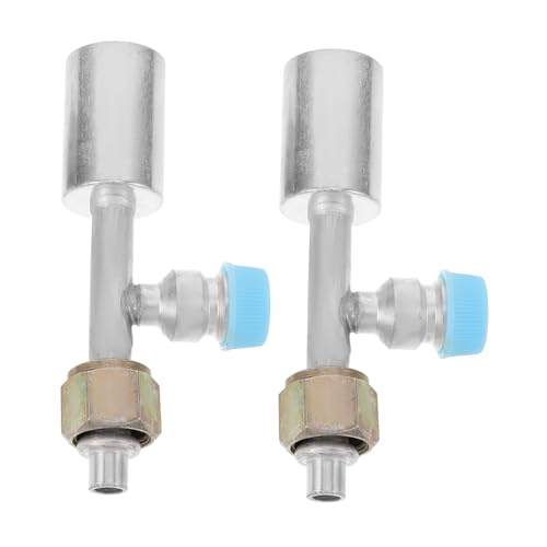 PENIKOKO 2 Stück Aluminium Kühlmittelschlauch Anschluss mit Druckventil Abnehmbarer Gerader Adapter für Autoklimaanlagen Präzise Passform Auslaufsicher Wartungsfreundlich von PENIKOKO
