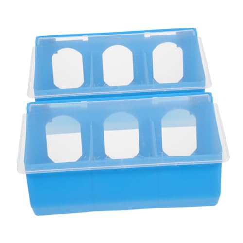 PENIKOKO 2 Stück Blaues Tauben Futterbox mit Fächern Vielseitiger Kunststoff Futter und Wassernapf für Vogelkäfige mit Sicherem Deckel zur Sauberen Fütterung von Tauben und Geflügel von PENIKOKO