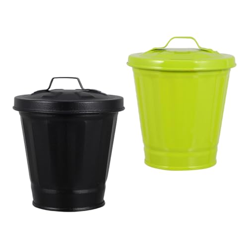 PENIKOKO 2 Stück Desktop Mülleimer aus Robustem Eisen mit Deckel Kompakter Haushaltsabfallbehälter für Küche Büro Schlafzimmer Vielseitiger Tischabfallkorb in Grün PENIKOKO 2 Stück Desktop Mülleimer aus Robustem Eisen mit Deckel Kompakter Haushaltsabfallbehälter für Küche Büro Schlafzimmer Vielseitiger Tischabfallkorb in Grün von PENIKOKO