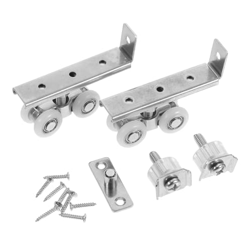 PENIKOKO 2 Stück Edelstahl Schiebetürlaufrollen mit Silent-dämpfung Verschleißfest Leichtgängige Pulleys für Holz- Glas Kleiderschranktüren Robuste Heavy Duty Rollenschienen für Küche und von PENIKOKO