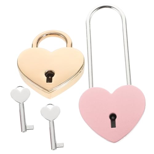 PENIKOKO 2 Stück Herzförmiges Kleines Vorhängeschloss Dekoratives Reiseschloss für Schmuckbox Tagebuch Gepäck Leicht Kompakt Stilvoll als zum Valentinstag von PENIKOKO