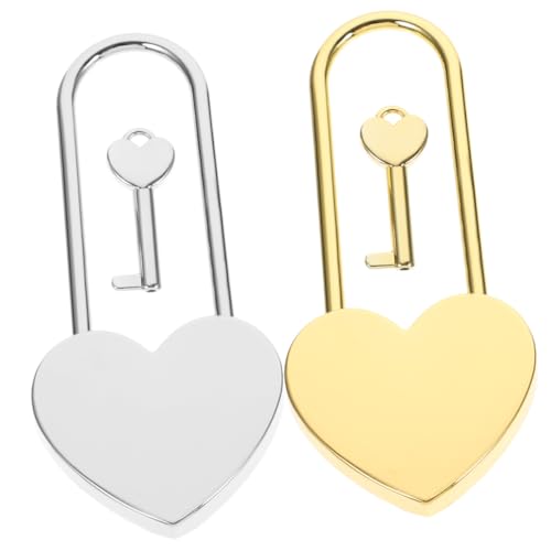 PENIKOKO 2 Stück Herzförmiges Mini Vorhängeschloss mit Schlüssel Kleines Liebesschloss für Schmuckkästchen Tagebücher Koffer Dekoratives Vorhängeschloss mit Hochwertiger Verarbeitung von PENIKOKO