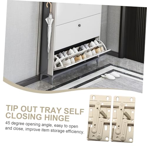 PENIKOKO 2 Stück Klappscharnier aus Rostfreiem Eisen Selbstschließend Geeignet für Ausziehschalen Spülenunterschrank und Möbel Langlebig und Rostbeständig für Küchen Badschränke von PENIKOKO