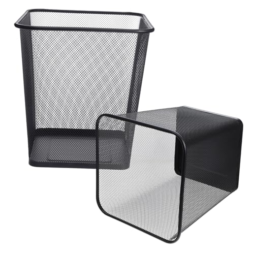 PENIKOKO 2 Stück Metall Papierkorb Robuster Mülleimer mit Mesh design Quadratisch Stabiler Eisenrahmen Wiederverwendbar Geruchsarm für Büro Zuhause und Arbeitsplatz von PENIKOKO