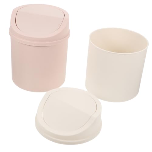 PENIKOKO 2 Stück Mini Desktop Mülleimer mit Deckel Cartoon Mülltonnen Kompakt und Stilvoll für Büro Wohnzimmer Kinderzimmer Langlebig und Leicht zu Reinigen Platzsparender Tischabfalleimer von PENIKOKO