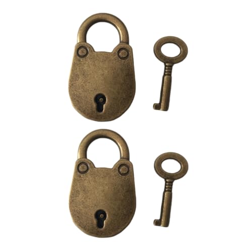 PENIKOKO 2 Stück Retro Vorhängeschloss mit Schlüssel Vintage Schmuckschloss für Schmuckkästchen DIY Antike Schlosslatch für Kleine Truhen und Taschen Eleganter Riegel mit Diebstahlschutz von PENIKOKO