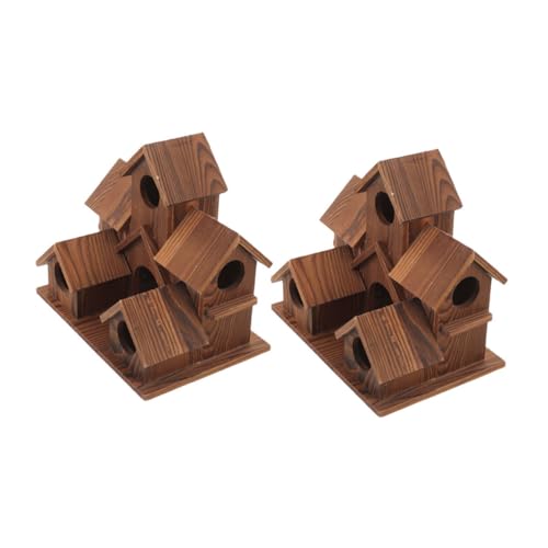 PENIKOKO 2 Stück Rustikale Vogelhäuser aus Holz mit Integriertem Futterhaus Wetterfest für Garten Terrasse Balkon Robustes Outdoor-nistkasten Vogelhaus zur Dekoration und Vogelbeobachtung PENIKOKO 2 Stück Rustikale Vogelhäuser aus Holz mit Integriertem Futterhaus Wetterfest für Garten Terrasse Balkon Robustes Outdoor-nistkasten Vogelhaus zur Dekoration und Vogelbeobachtung von PENIKOKO
