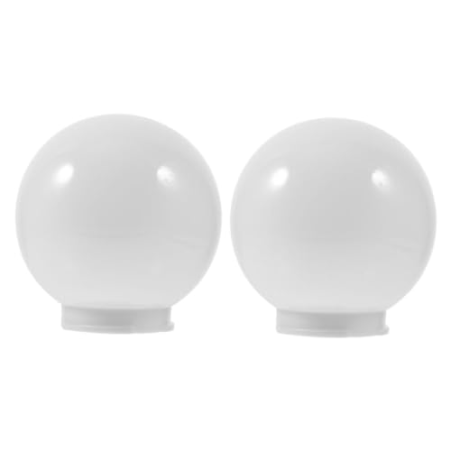 PENIKOKO 2 Stück Teiliges Kunststoff Lampenschirm für Außenbereich Kugelförmige Milchglas Lampenabdeckung Ømm Wetterfeste Laternenhülle Dekorativer Schutz für Garten Wandlampen von PENIKOKO