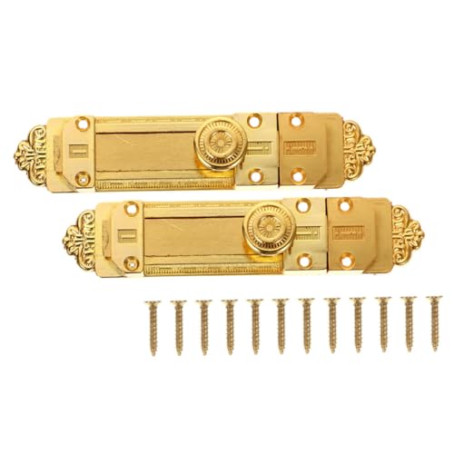 PENIKOKO 2 Stück Teiliges Türschloss aus Dickem Legierungsmetall Robust und Langlebig Rutschfester Schiebebolzen Goldfarbener Retro Sicherheitsriegel für Türen und Fenster Einfach zu von PENIKOKO