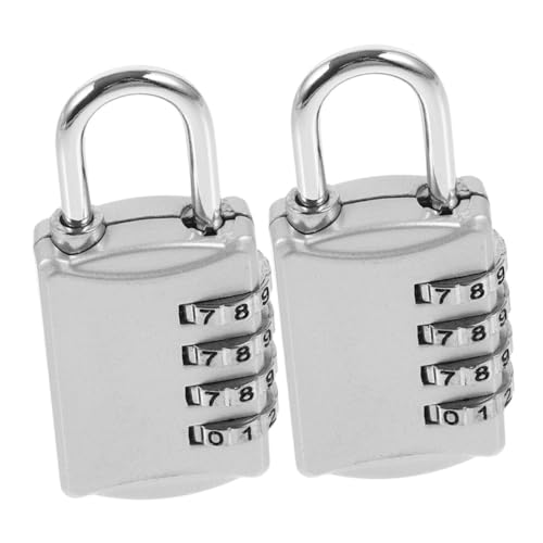 PENIKOKO 2 Stück Zahlenschloss mit taktilem Bedienknopf Metall Vorhängeschloss für Schrank Gym und Gepäck Robustes Zahlenschloss Schloss für Schrank Tür Silberfarben Langlebig und Sicher von PENIKOKO