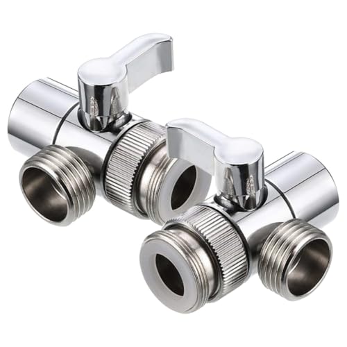 PENIKOKO 2 Stück Zinklegierung Wasserhahn Verteiler Auslauf Adapter Küchenarmatur Splitter Leckagefrei Drehbarer Griff Waschbecken Geschirrspüler Waschmaschine Anschluss von PENIKOKO