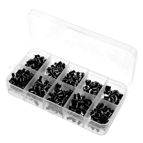 PENIKOKO 200 Stück Micro Momentary Tactile Push Button Schalter Sortiment Kompakt Schnelle Reaktion Vielseitig für Elektronik DIY Prototypen Reparaturen Instrumente von PENIKOKO