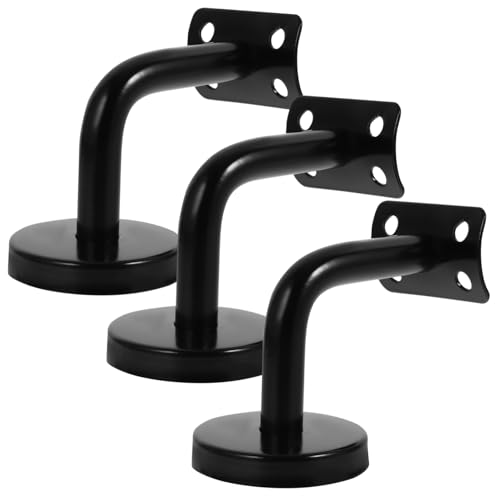 PENIKOKO 3 Stück Edelstahl Handlaufhalter Schwarz Wandmontage Robust Langlebig für Bad Flur Hotel Büro Treppengeländer Stützhalter Handlaufstütze Sicher Rutschfest von PENIKOKO