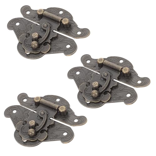 PENIKOKO 3 Stück Teiliges Holzbox Schloss Hasp Schloss Vintage Stil Zinklegierung Scharnier Riegel für Schmuckkästchen Truhen Schränke und Holzboxen Robust und Dekorativ von PENIKOKO