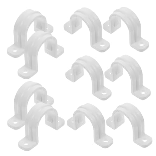 PENIKOKO 30 Stück Teiliges PVC U rohrschellen Rohrklemme mit Zwei Befestigungslöchern Robuste Kunststoffhalterung für Rohre Kabel und Schläuche Einfache Montage Witterungsbeständig von PENIKOKO