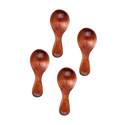 PENIKOKO 4 Stück Teiliges Kleine Holzlöffel aus Nanmu mit Kurzem Griff Multifunktionale Mini Löffel für Milchpulver Honig und Eis Ergonomisch Geformt Langlebig und Elegant für Küche von PENIKOKO