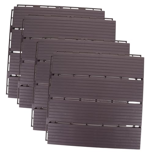 PENIKOKO 4 Stück Teiliges Klick Wetterfeste Balkon Terrassenfliesen mit Holzoptik Robustes Outdoor decking Einfache Installation Dekorative Bodenfliesen für Garten und Balkon von PENIKOKO