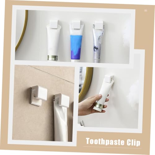PENIKOKO 4 Stück Teiliges Selbstklebendes Hautpflegehalter Wasserfester Wandclip aus Rostfreiem Platzsparend Nagelfrei Vielseitig für Zahnpasta Handtuch Bad und Küche Geeignet von PENIKOKO