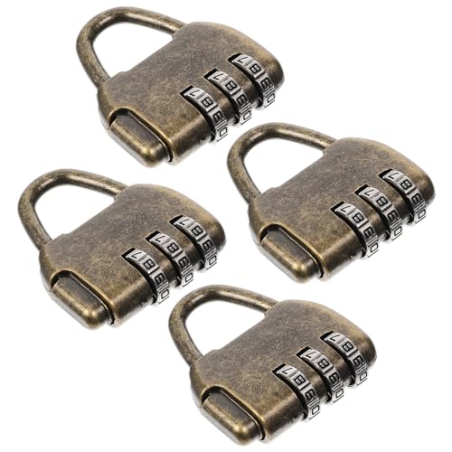 PENIKOKO 4 Stück Teiliges Vintage Zahlenkombinationsschloss aus Antikes Design Stabiles Zahlenschloss für Geschenkboxen Schmuckkästchen Praktisches Vorhängeschloss Langlebiges von PENIKOKO