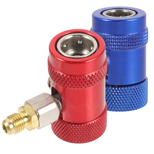 PENIKOKO 4 Stück Verstellbare und Kupfer Auto Klimaanlagen Anschlussadapter Robuste Leichte Kfz kühlmittelfittings in Rot und Blau Ergonomisch Langlebig Installieren von PENIKOKO